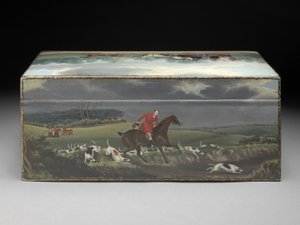 Taglioni Prints、c.1840（フルーツウッドに油彩）のシーンで描かれた葉巻箱（正面図は285535を参照） 作： English School